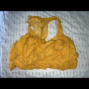 Golden yellow lace racer back bralette